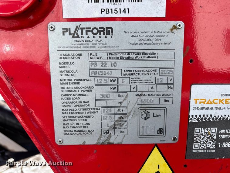 image for item YA3375 2025 Platform Basket PB 22.10 tracked boom lift