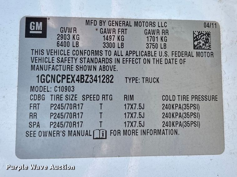 image for item DT0176 2011 Chevrolet Silverado 1500 pickup truck