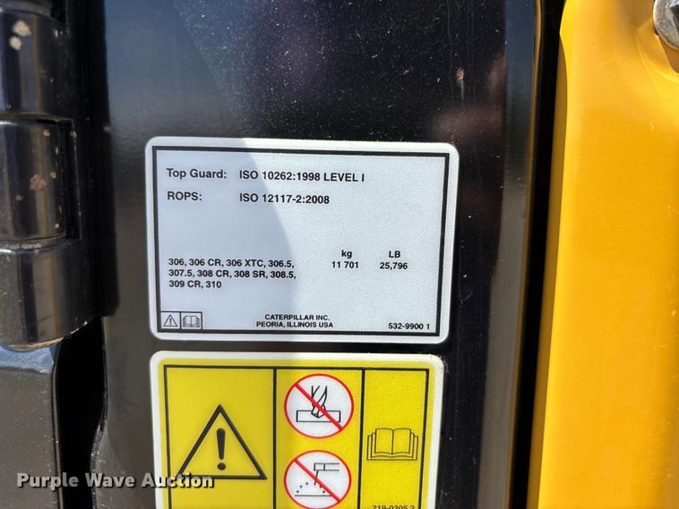 image for item DT0234 2021 Caterpillar 308 CR mini excavator