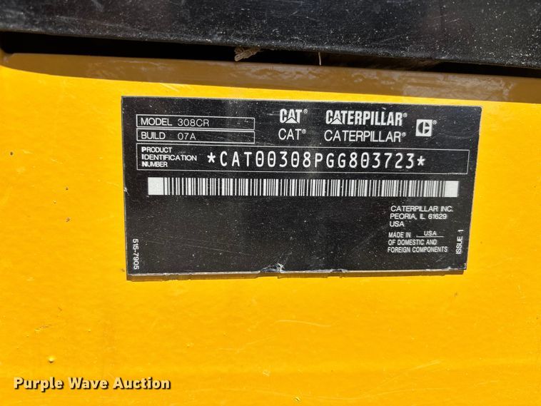 image for item DT0234 2021 Caterpillar 308 CR mini excavator