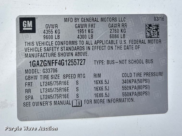 image for item DT0241 2016 Chevrolet Express 3500 van