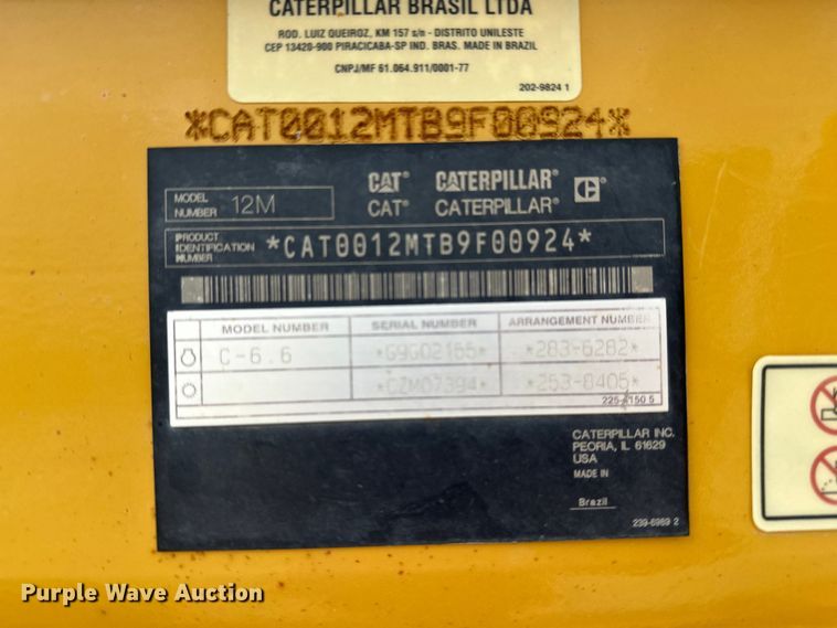image for item DV0909 2011 Caterpillar 12M VHP Plus motor grader