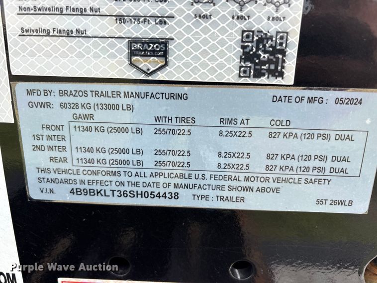 image for item DV8506 2025 Brazos 55T-26WLB lowboy equipment trailer