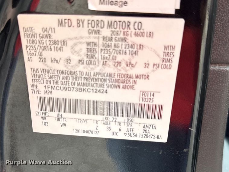 image for item DZ4448 2011 Ford Escape SUV