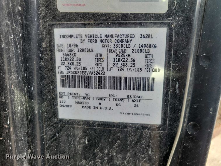 image for item DZ7064 1997 Ford L8501 dump truck