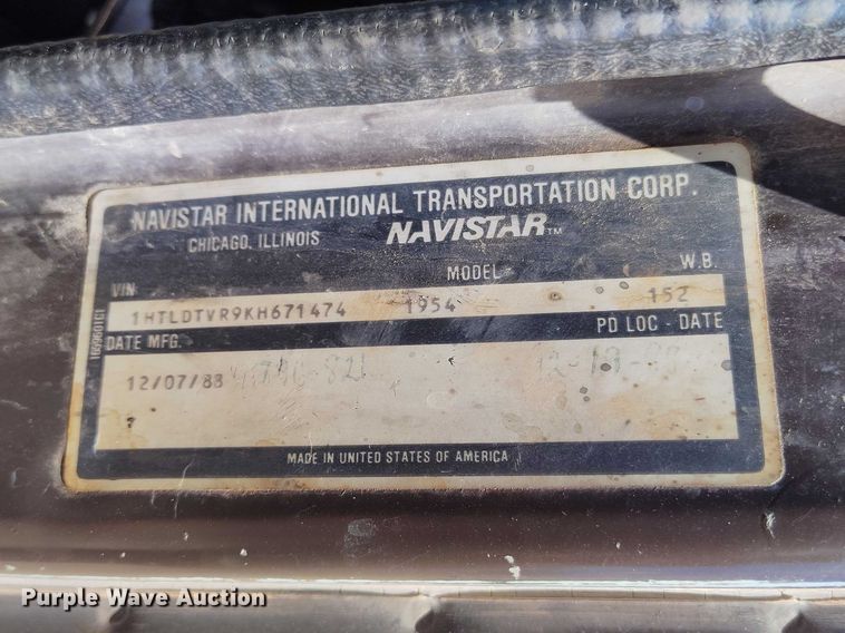 image for item ED0054 1989 International 1954 dump truck