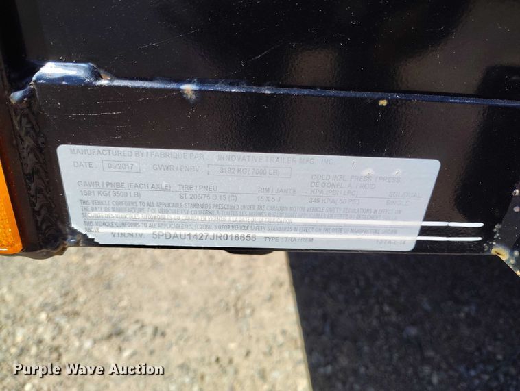 image for item ED0056 2018 Innovative Trailer 10TA-L-14 utility trailer