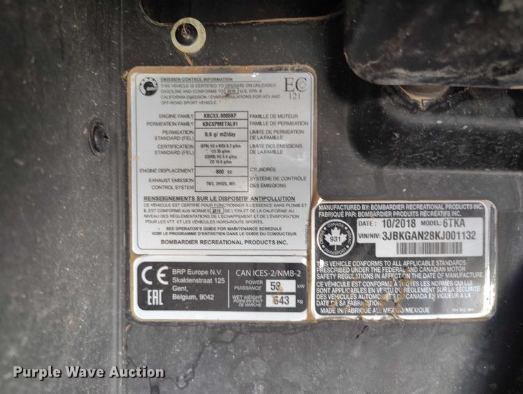 image for item ED0059 2019 Can-Am Commander utility vehicle