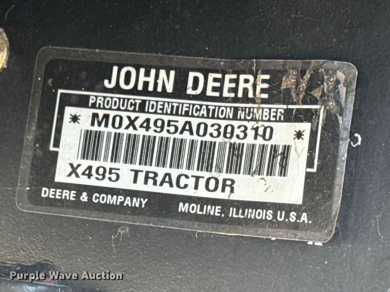 image for item ER0472 John Deere X495 lawn mower