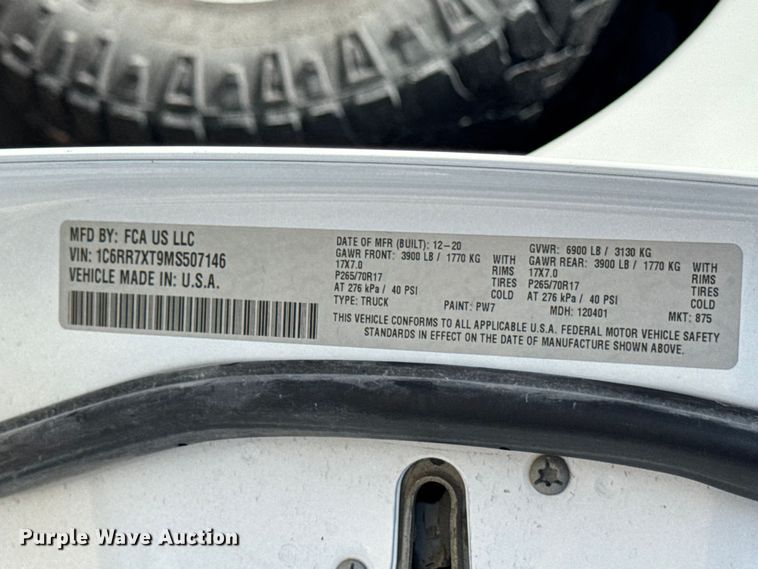 image for item ER0476 2021 RAM 1500 Crew Cab pickup truck