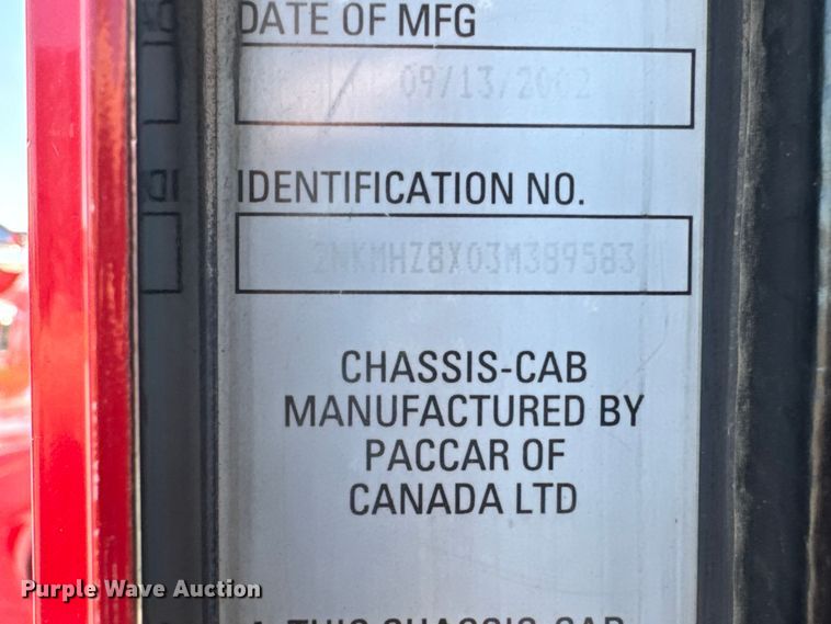 image for item ET1999 2003 Kenworth pumper fire truck