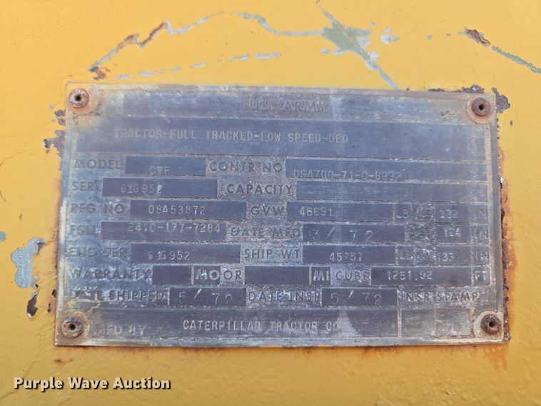 image for item ET5047 1972 Caterpillar D7F dozer