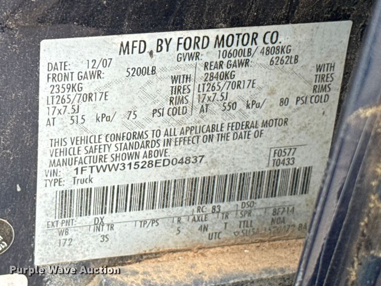 image for item ET6004 2008 Ford F350 Crew Cab pickup truck