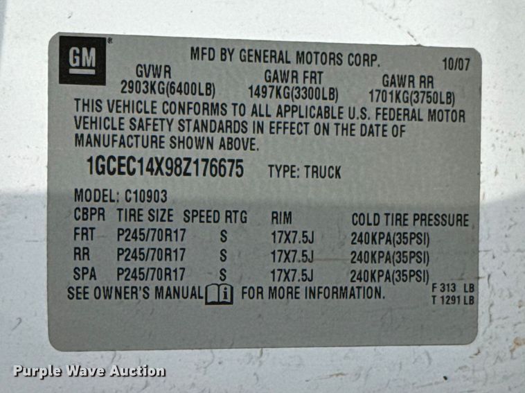 image for item ET6005 2008 Chevrolet Silverado 1500 pickup truck