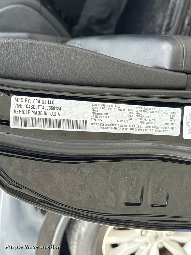 image for item ET6018 2020 Dodge Durango SSV SUV