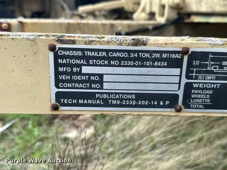 image for item ET6023 1968 M116A2 utility trailer