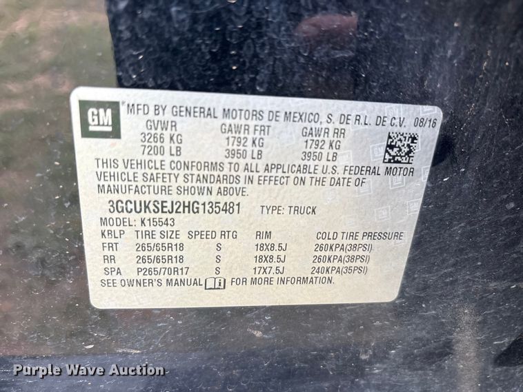 image for item EU5523 2017 Chevrolet Silverado 1500 Crew Cab pickup truck