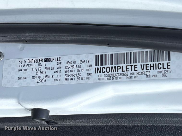 image for item EU8648 2012 Dodge 5500 bucket truck