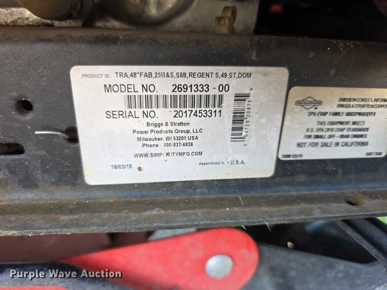 image for item EV2104 2017 simplicity regent lawn mower