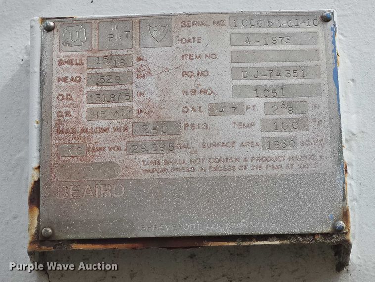 image for item EV5703 1973 Beaird propane tank