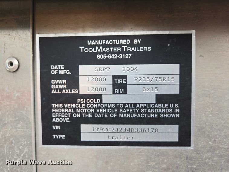 image for item EV5770 2004 Toolmaster enclosed cargo trailer