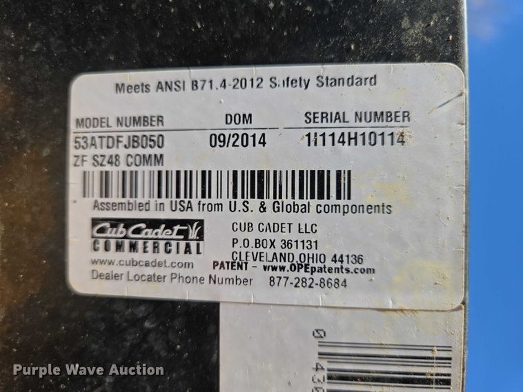 image for item EV5858 2014 Cub Cadet Z-Force SZ48 lawn mower