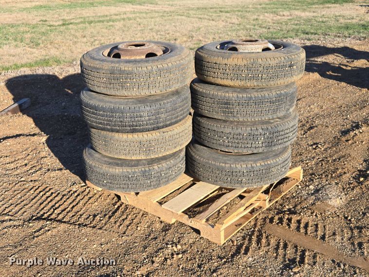 image for item EV5898 (8) 8.75R16.5LT Firestone Transforce HT tires and wheels