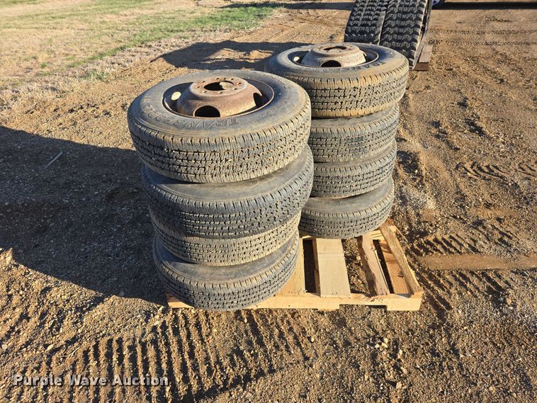 image for item EV5898 (8) 8.75R16.5LT Firestone Transforce HT tires and wheels