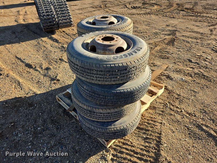 image for item EV5898 (8) 8.75R16.5LT Firestone Transforce HT tires and wheels