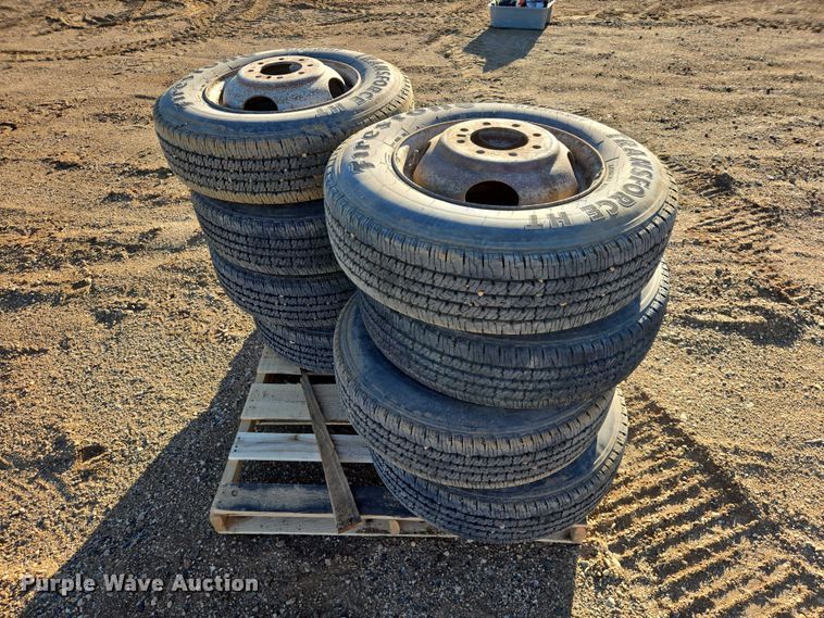 image for item EV5898 (8) 8.75R16.5LT Firestone Transforce HT tires and wheels