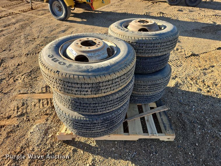 image for item EV5898 (8) 8.75R16.5LT Firestone Transforce HT tires and wheels