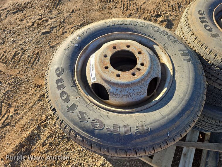 image for item EV5898 (8) 8.75R16.5LT Firestone Transforce HT tires and wheels