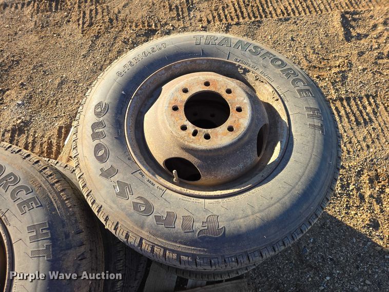 image for item EV5898 (8) 8.75R16.5LT Firestone Transforce HT tires and wheels
