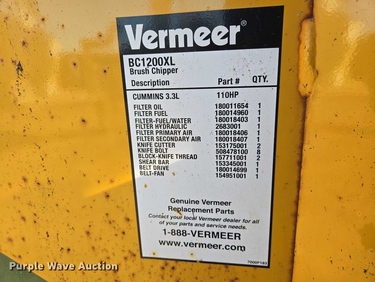 image for item EV5899 2012 Vermeer BC1200XL wood chipper