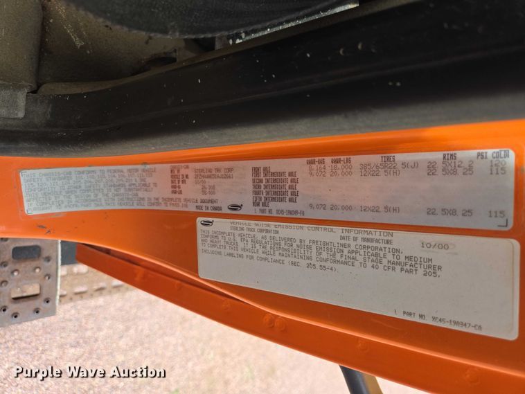 image for item EV5964 2001 Sterling LT8500 dump truck