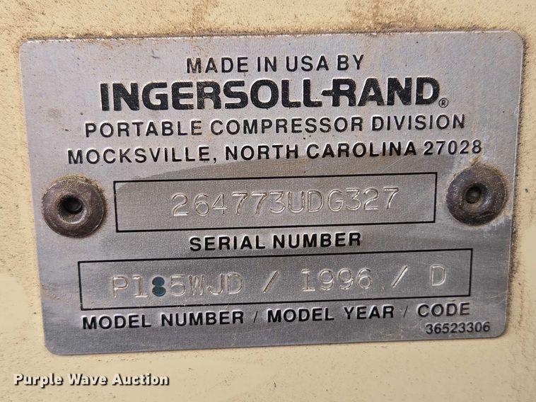 image for item EV5984 1996 Ingersoll Rand 185 air compressor
