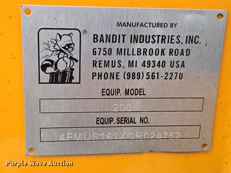 image for item EV5985 2012 Bandit 200XP wood chipper