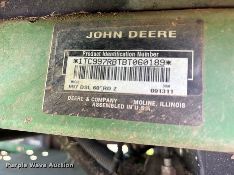 image for item EW0059 2011 John Deere 997DSL ZTR lawn mower