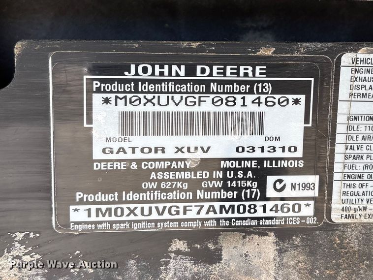 image for item EW0064 2010 John Deere Gator utility vehicle