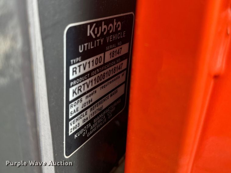 image for item EW2026 2009 Kubota RTV1100 utility vehicle