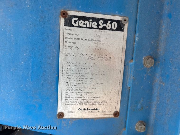 image for item EW4505 Genie S-60 boom lift