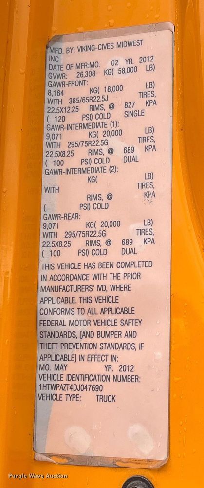 image for item FB3410 2013 International 7500 dump truck