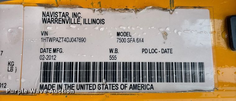 image for item FB3410 2013 International 7500 dump truck