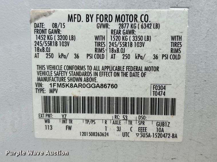 image for item FB3658 2016 Ford Explorer Police SUV