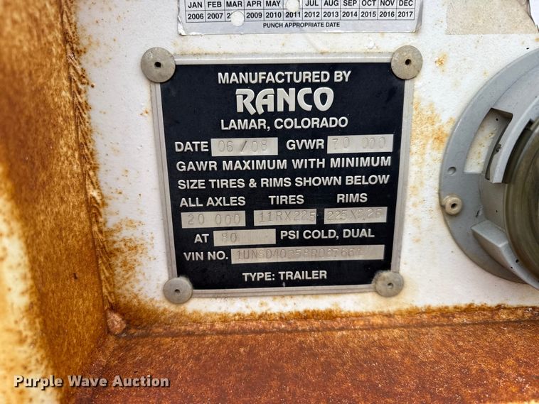 image for item FB7277 2008 Ranco bottom dump trailer