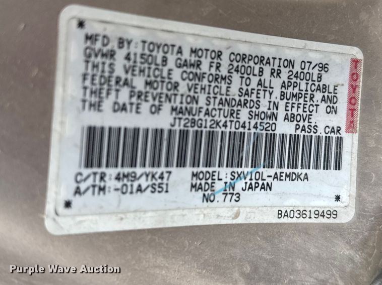 image for item FB7288 1996 Toyota Camry 