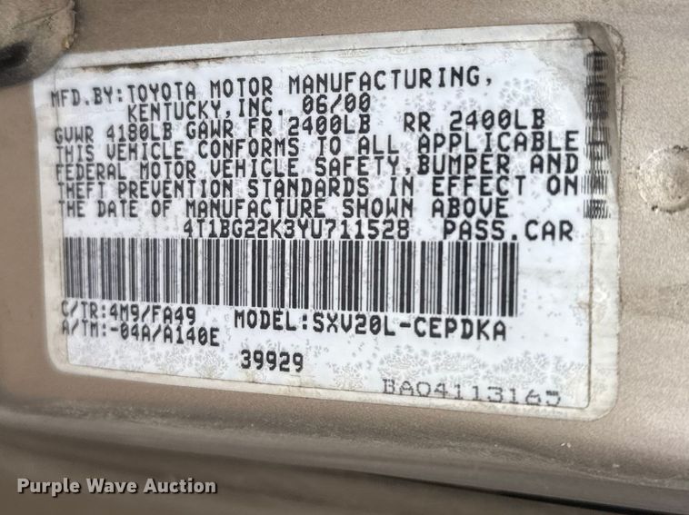 image for item FB7290 2000 Toyota Camry 