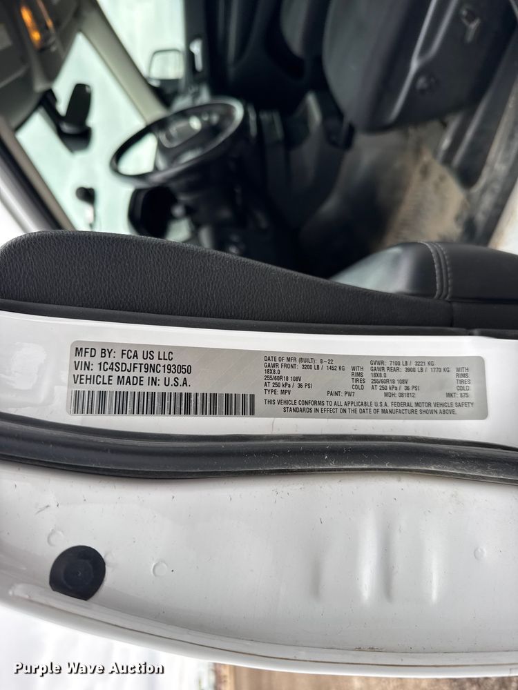 image for item FB7293 2022 Dodge Durango SSV SUV