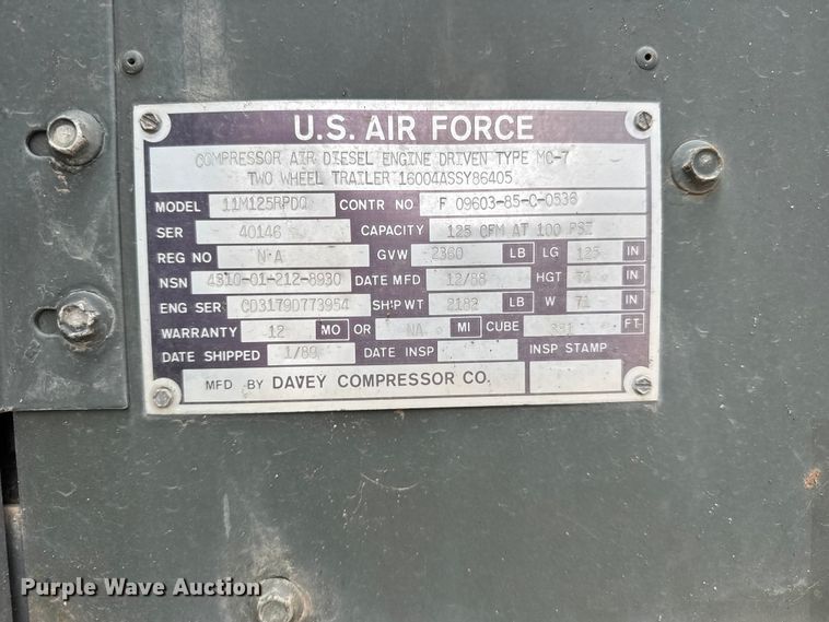 image for item FB7300 1988 11M125RPDQ air compressor