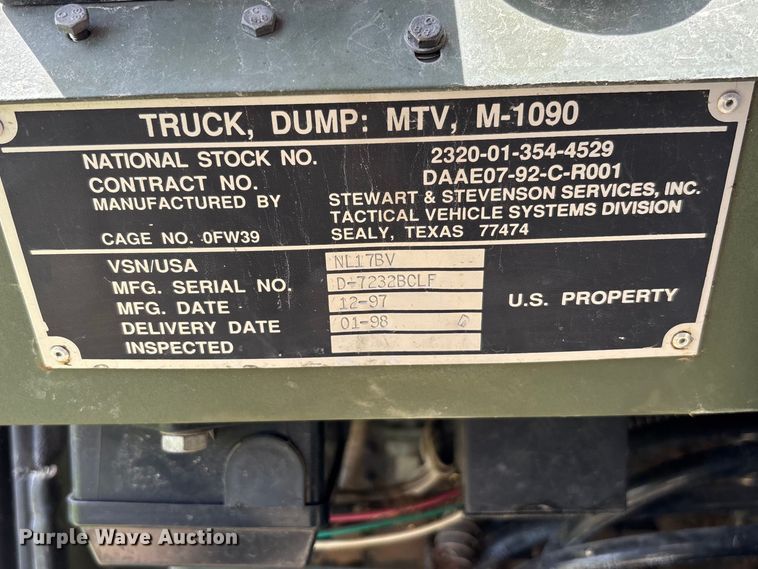 image for item FC5627 1998 Stewart & Stevenson M-1090 brush fire truck